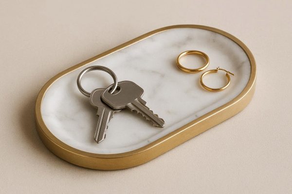 Marble and Brass Small Catchall Tray for Keys and Jewelry