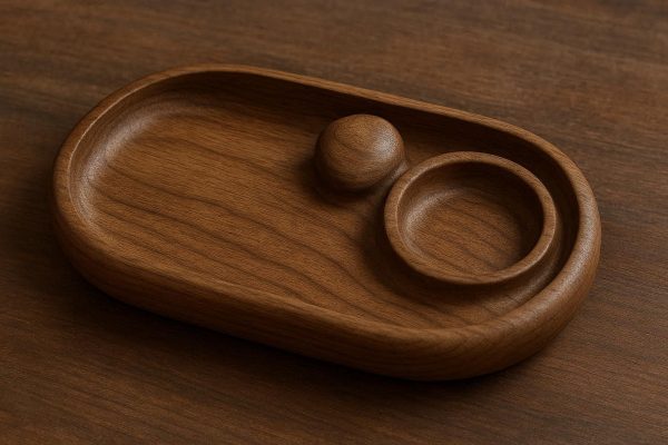 Wooden River Stone Inspired Valet Tray for Mens Dresser