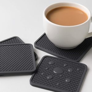 Silicone Coasters Non Slip Waterproof Set of 4 for Hot Drinks