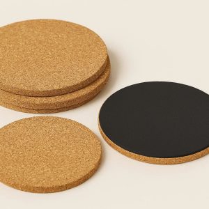 Cork and Rubber Coasters Set with Non Slip Bottom Layer