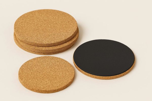 Cork and Rubber Coasters Set with Non Slip Bottom Layer