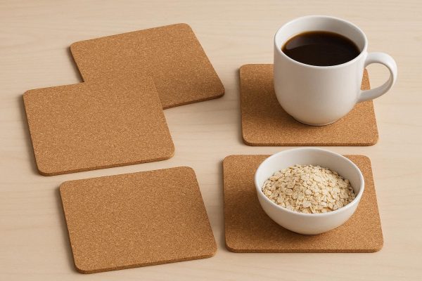 Large Square Cork Coasters for Big Mugs and Bowls