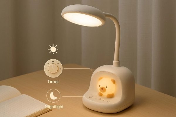 Dimmable Nursery Kids Desk Lamp with Timer and Night Light Function